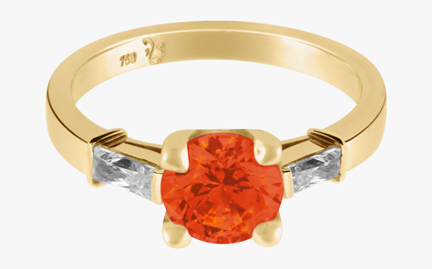 Paris Fire Opal Orange In Yellow Gold - Engagement Ring, HD Png Download