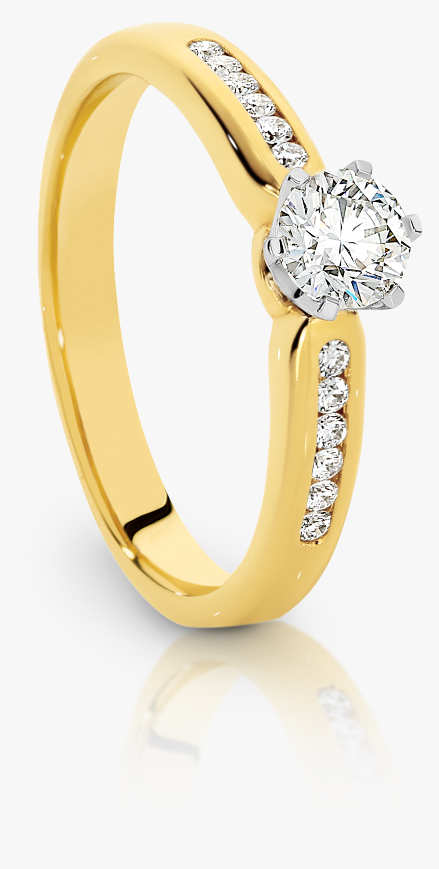 Canadian Fire Solitaire With Shoulders, Hd Png Download - Engagement Ring, Transparent Png