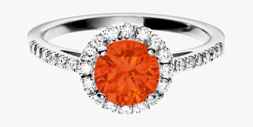 Prague Fire Opal Orange In White Gold - Weißgold Ring Blau Saphir, HD Png Download