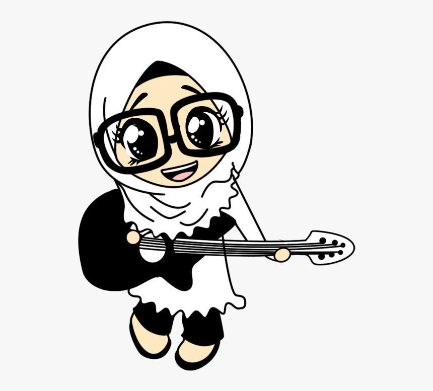 January - Muslimah Guitar Cartoon, HD Png Download