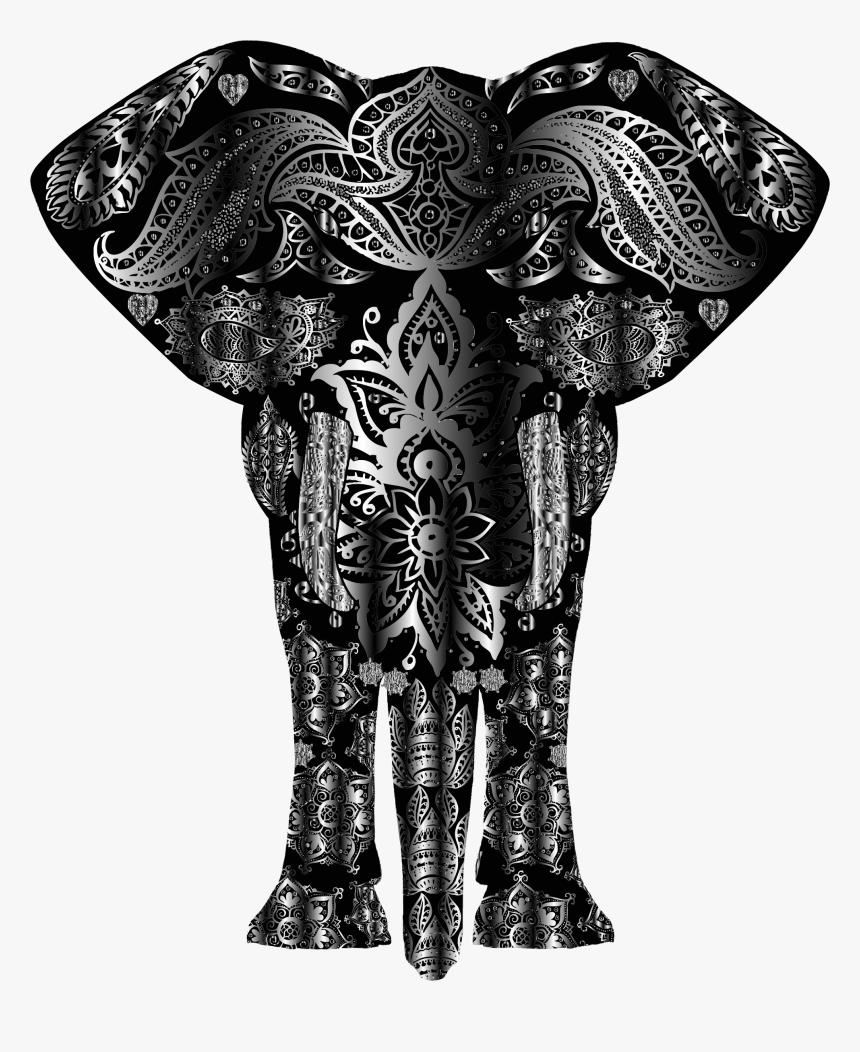 Metallic Floral Pattern Big - Rainbow Elephant, HD Png Download