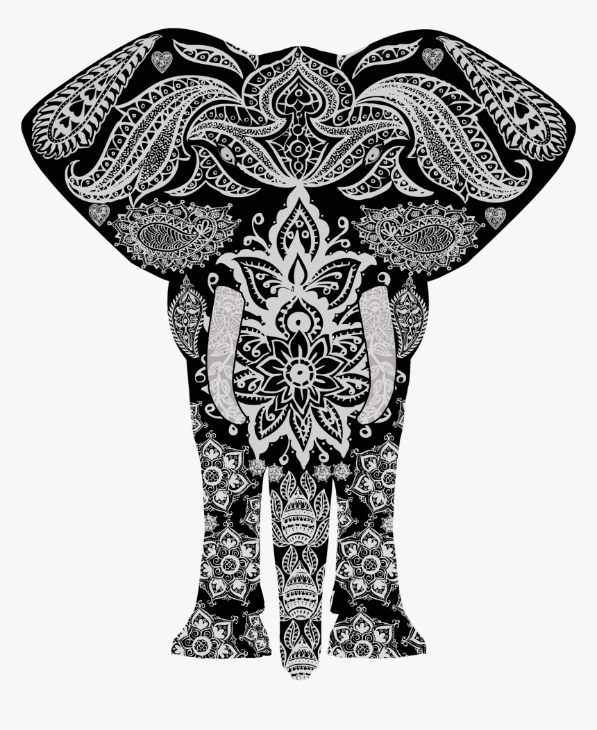 Clipart Elephant Floral - Elephant Pattern, HD Png Download