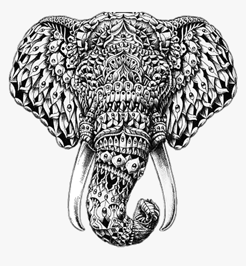 Elephant Black And White Mandala, HD Png Download