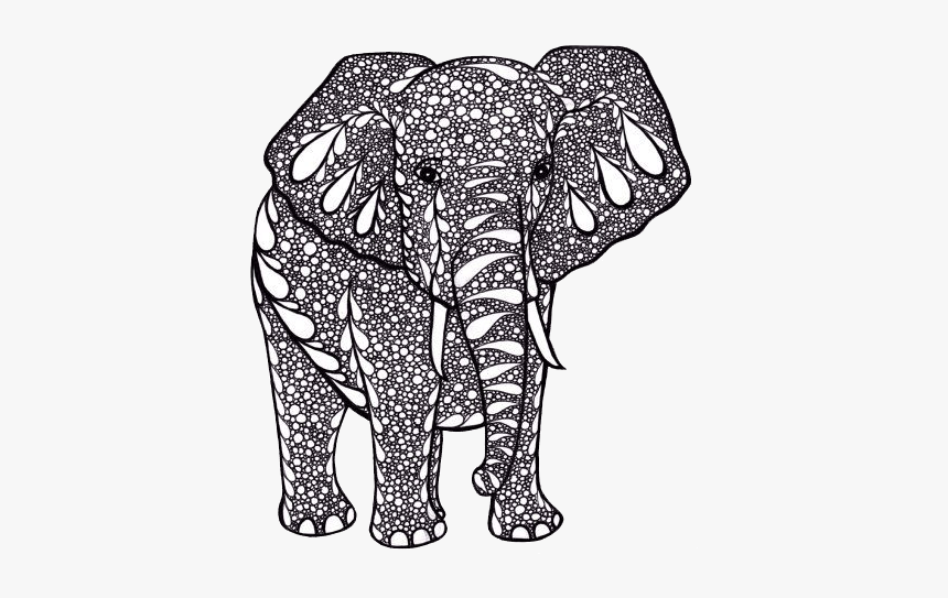 Tangle Drawing Elephant - Black And White Printable Artwork, HD Png Download