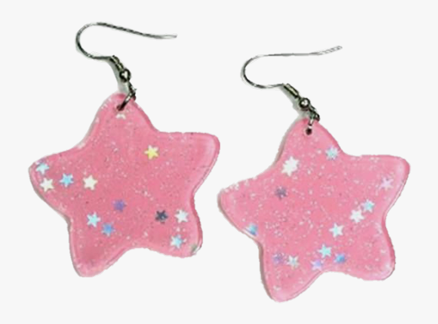 #earrings #kawaii #fairykei #pink #stars #glitter #aesthetic - Aesthetic Pink Earrings Png, Transparent Png