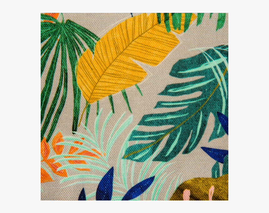 Cotton Canvas Printed Tropical Leaves Grey - Motif, HD Png Download