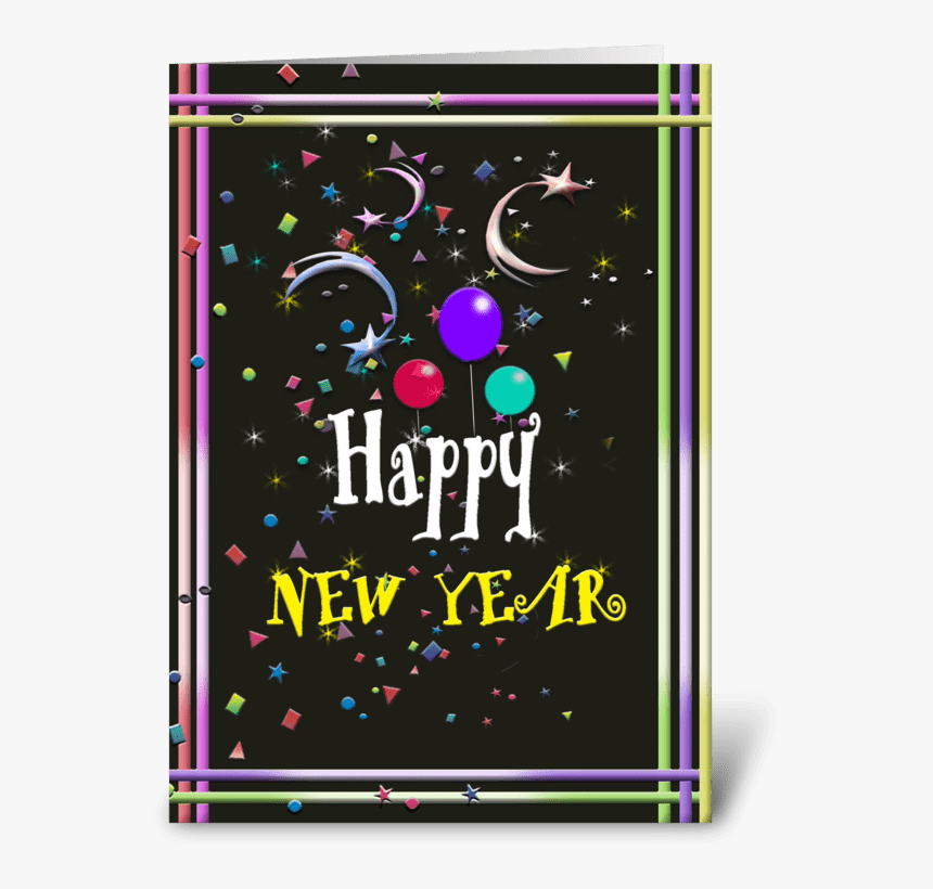 Happy New Year, Festive Art Greeting Card - Graphic Design, HD Png Download