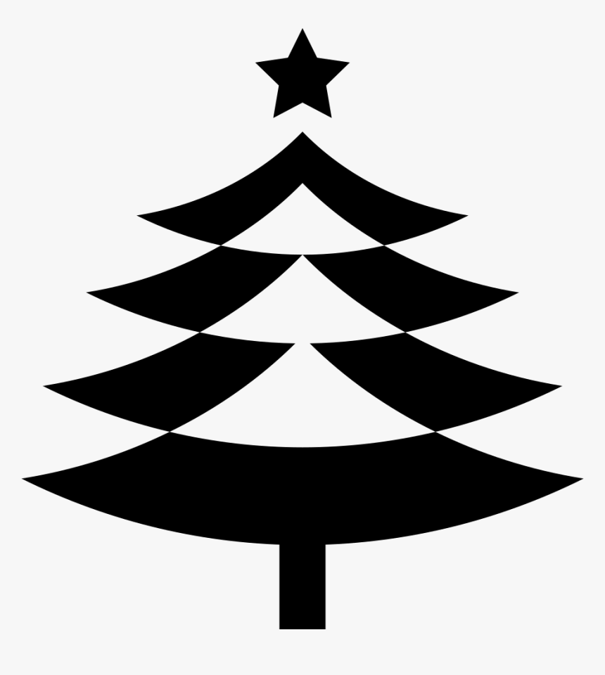 Christmas Tree With Star - Christmas Icon Black And White, HD Png Download