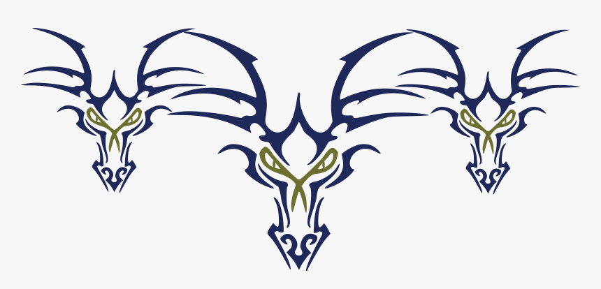 Free Clipart Of A Trio Of Tribal Dragon Faces - Tribal Dragon Head Tattoo Designs, HD Png Download