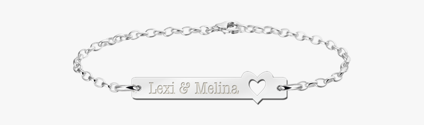 Silver Personalised Bracelet With Name Engraving And - Gouden Armband Met Naam, HD Png Download