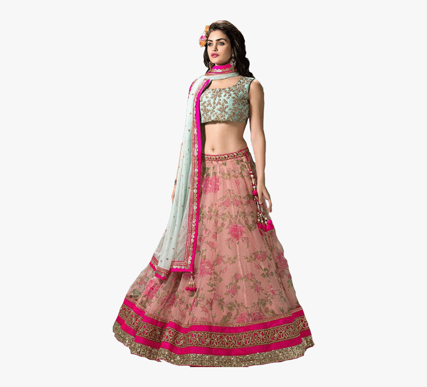 Pink And Sky Blue Lehenga, HD Png Download
