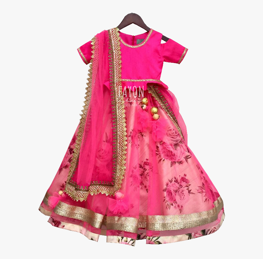 Pink Peplum Choli With Printed Lehenga - Blouse, HD Png Download