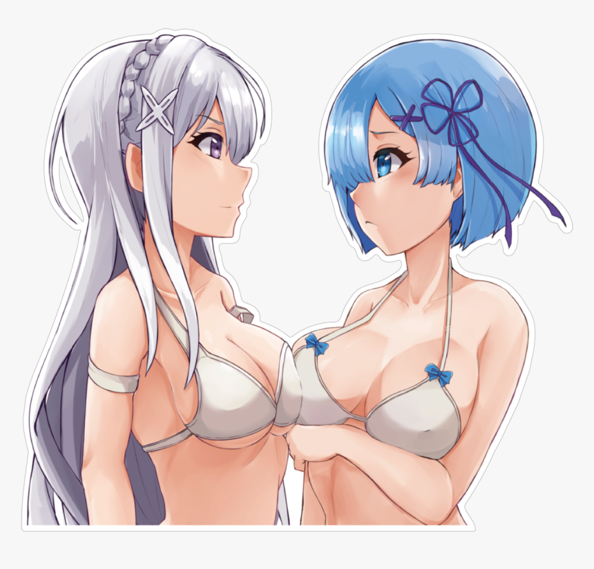 Emilia And Rem Fanart, HD Png Download
