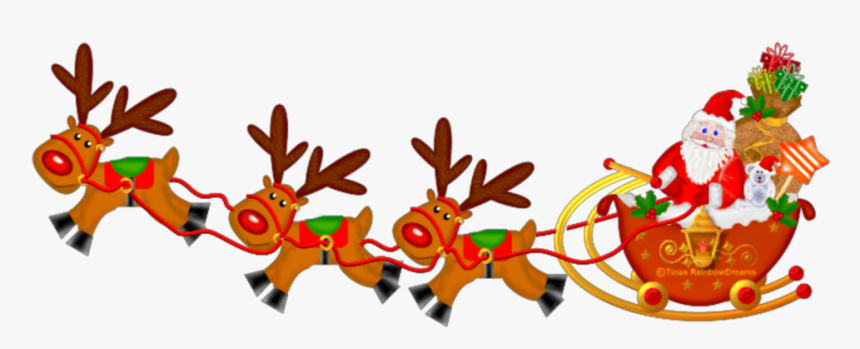 #ftestickers #christmas #santaclaus #reindeer #cute - Santa Claus With Reindeer Transparent, HD Png Download