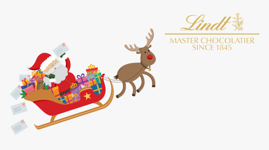 Santa Claus Christmas Gift Reindeer Christmas Gift - Lindt Santa With Sleigh, HD Png Download