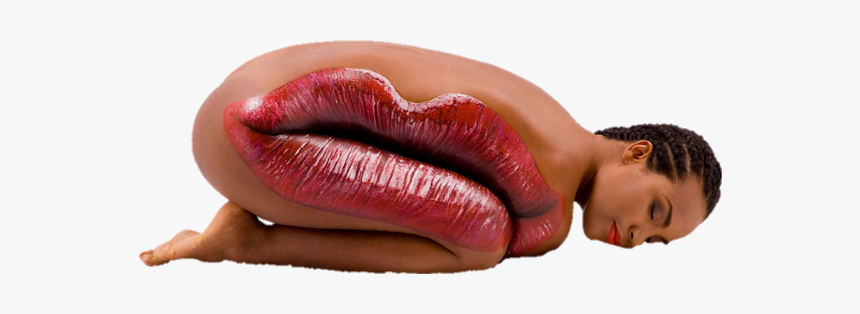 #surreal #ftestickers #woman #laying #mouth #lips - Body Art Piece, HD Png Download