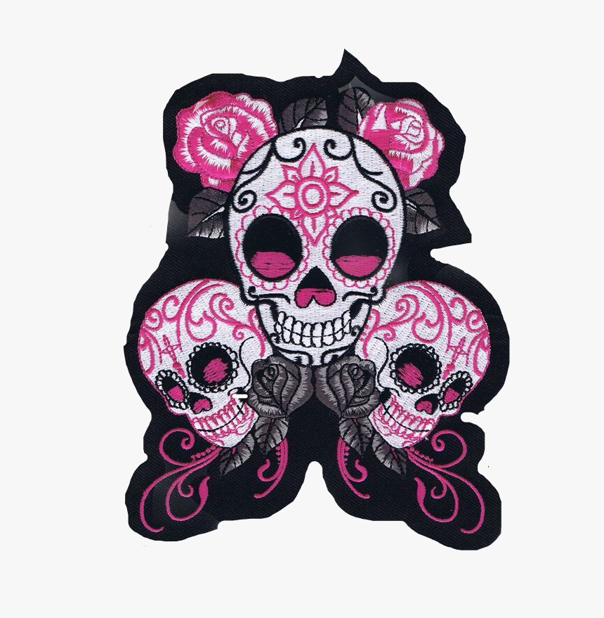 #bandaidgirl77 #smile #ijoketocope #yep #pink #rose - Pink Sugar Skull Patch, HD Png Download