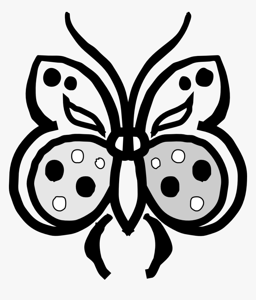 Butterfly Black White Art Flower Greenery Shrub Info - Line Art, HD Png Download