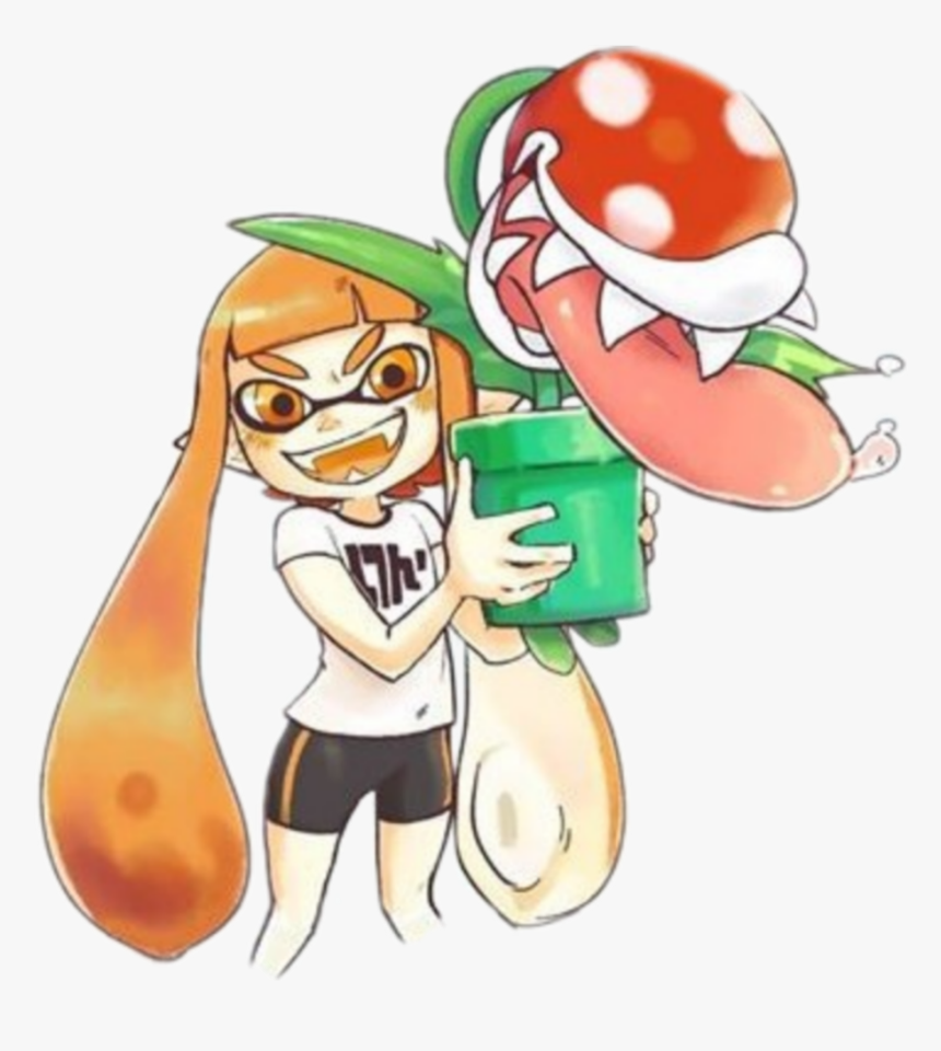 #inklinggirl #supermariobros #splatoon #piranhaplant - Cartoon, HD Png Download