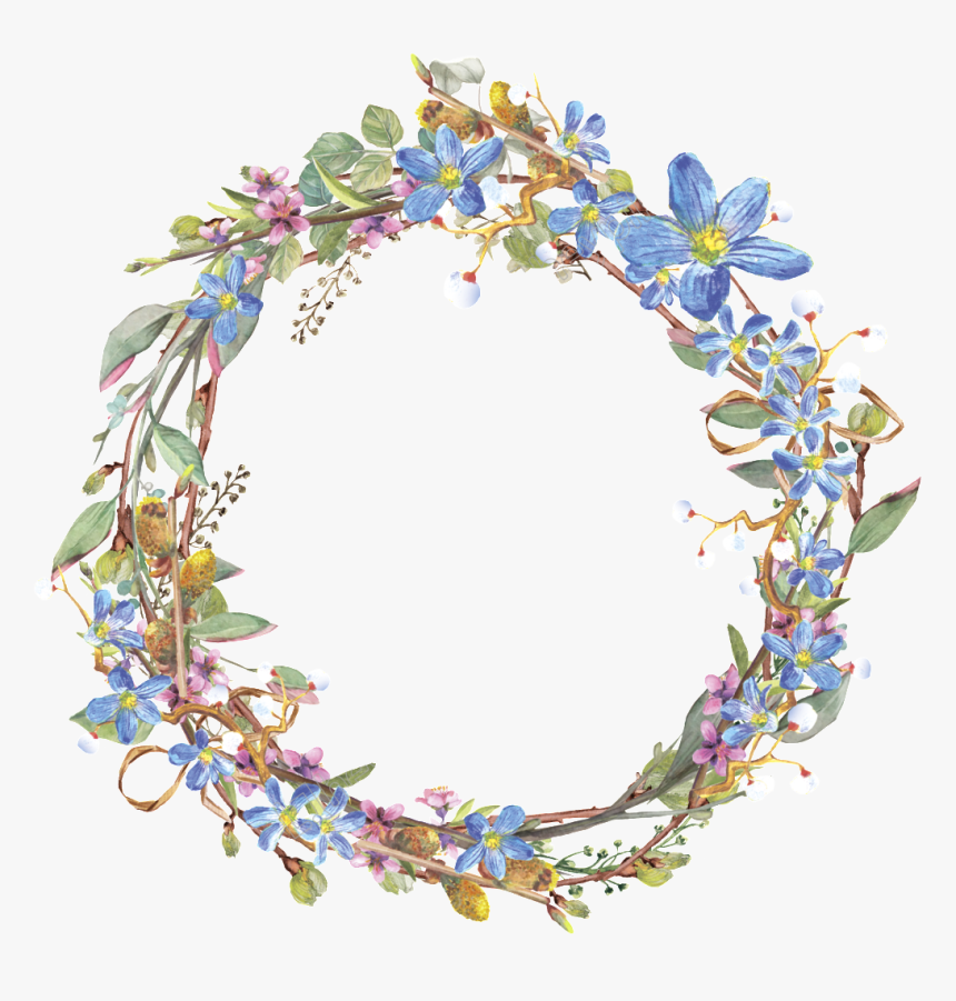 Banner Freeuse Transparent Wreath Twig - Water Color Floral Wreath Free, HD Png Download