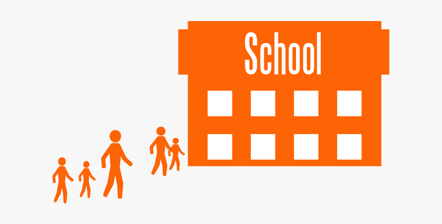 Cartoon Figures Walking Toward A School, HD Png Download