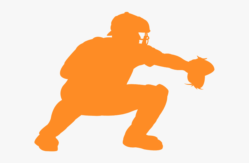 Silhouette Baseball Catcher Clipart, HD Png Download