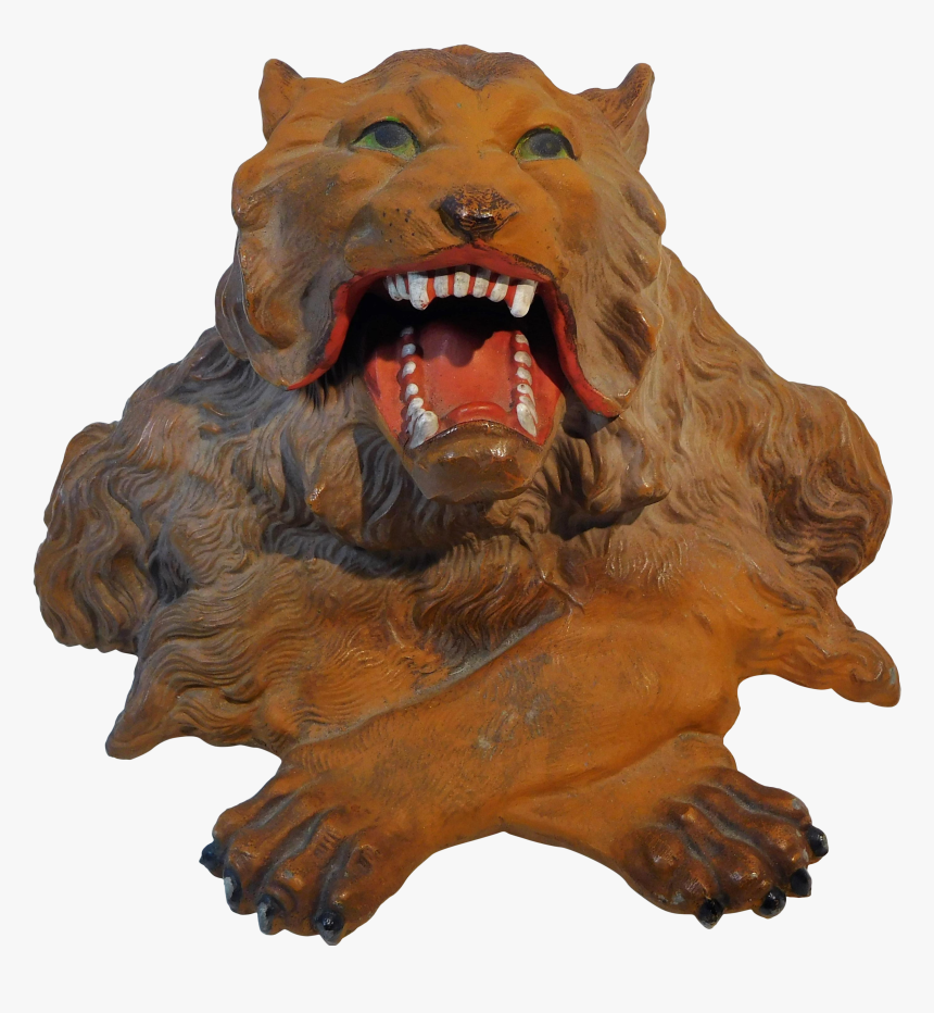 1900 Antique Painted White Metal Lion Inkwell For Sale - Masai Lion, HD Png Download