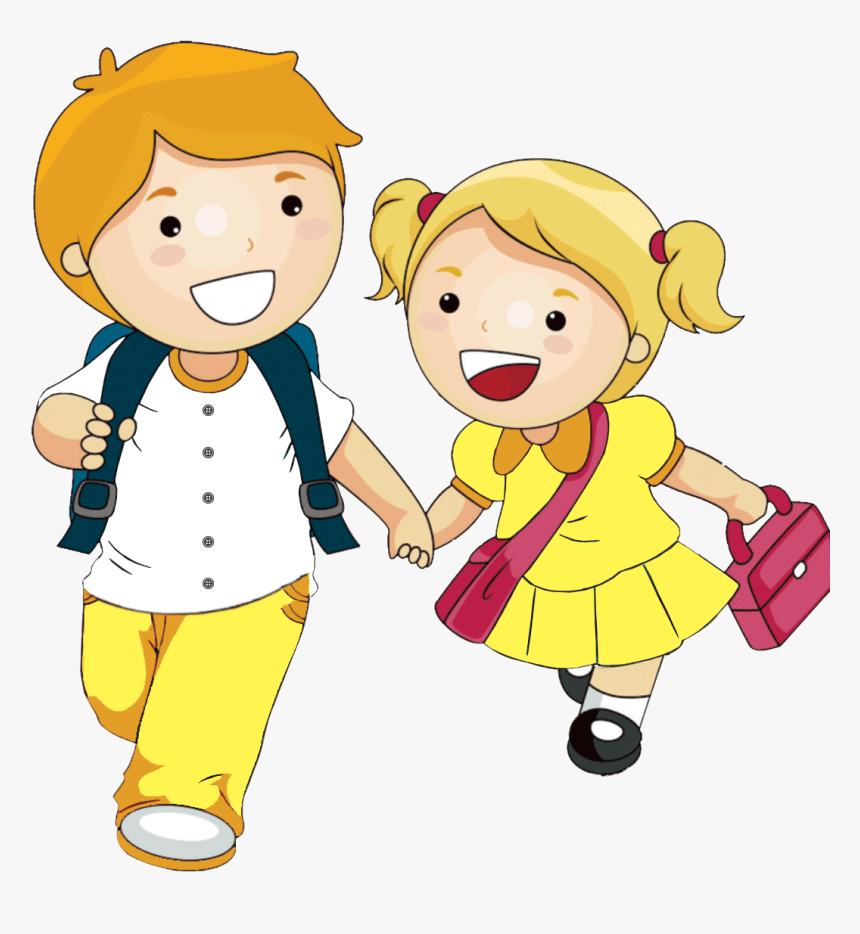 My brother goes to school on foot