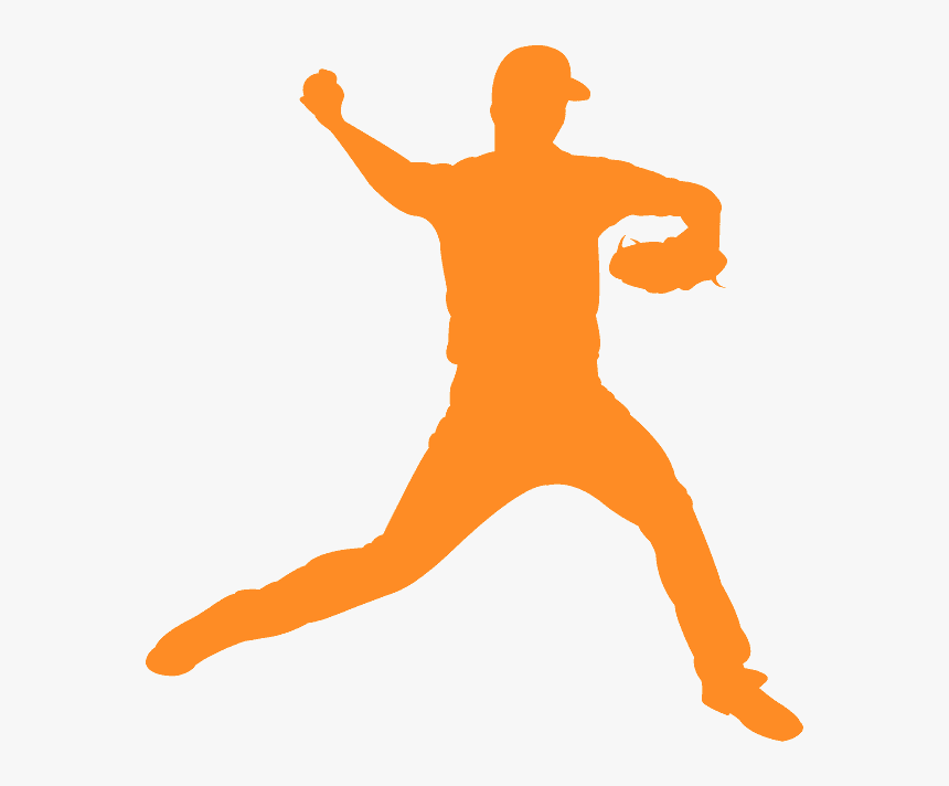 Orange Silhouette Baseball, HD Png Download