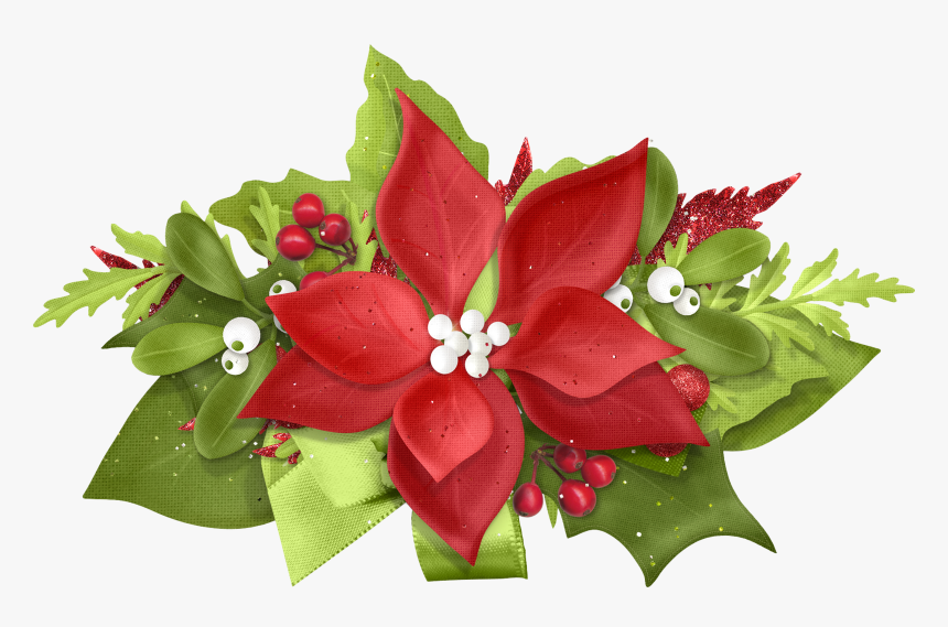 Red Clipart Red Christmas Flowers, HD Png Download