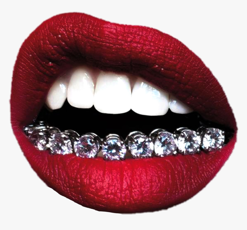 #lips #gril #diamonds - Lips With Diamonds Png, Transparent Png