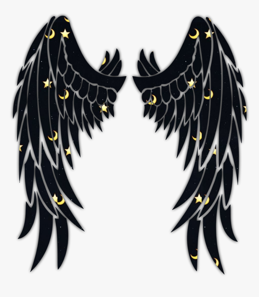 #wing #wings #angel #black #stars #freetoedit #ftestickers - Angel Wings Tattoo Transparent, HD Png Download