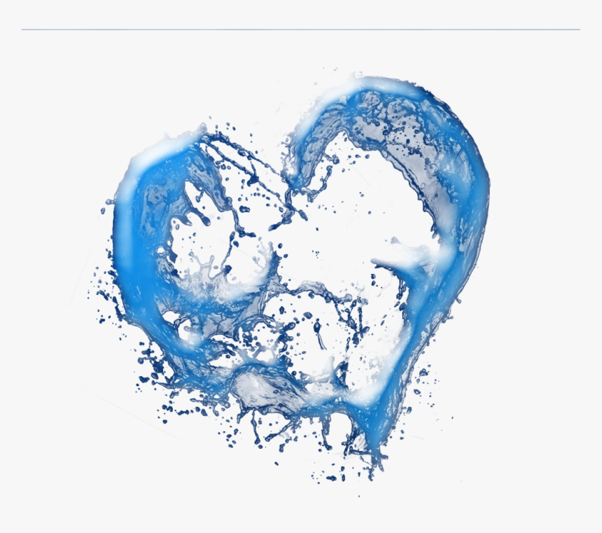 #splash #water #heart #love #blue #cute, HD Png Download