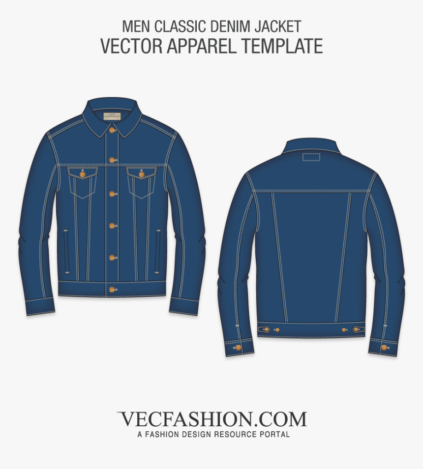 Men Classic Denim Jacket Template 
 Class Lazyload - Denim Jacket Design Template, HD Png Download