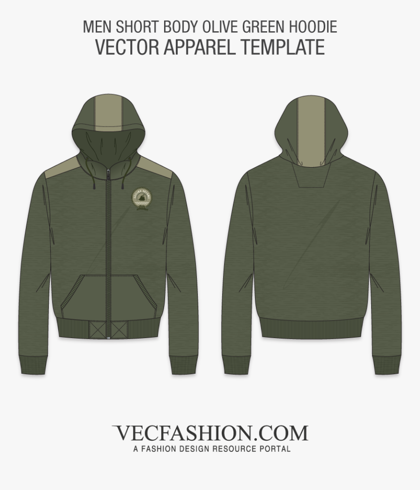 Short Body Olive Green Hoodie 
 Class Lazyload Lazyload - Men Tank Top Template, HD Png Download