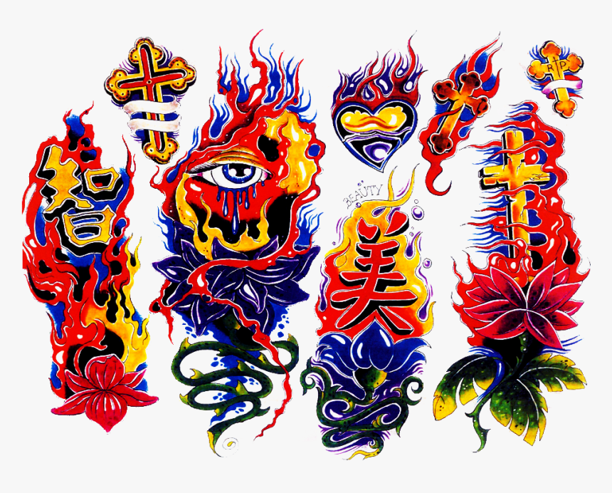 Colour Flash Tattoo Design Img11 «coloured «flash Tatto - Hd Colorful Tattoo Png, Transparent Png