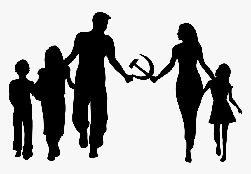 Family Silhouette Child - Silhouette Family Of 5, HD Png Download