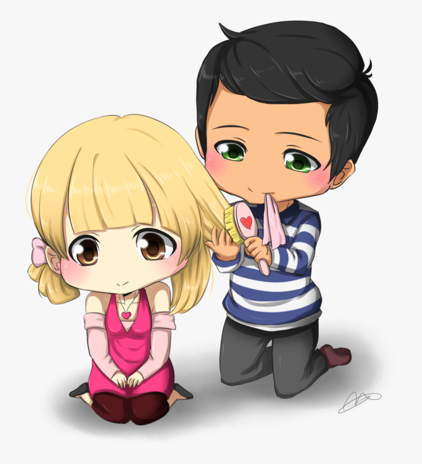 Interracial Anime Couple Chibi - Chibi Couple, HD Png Download