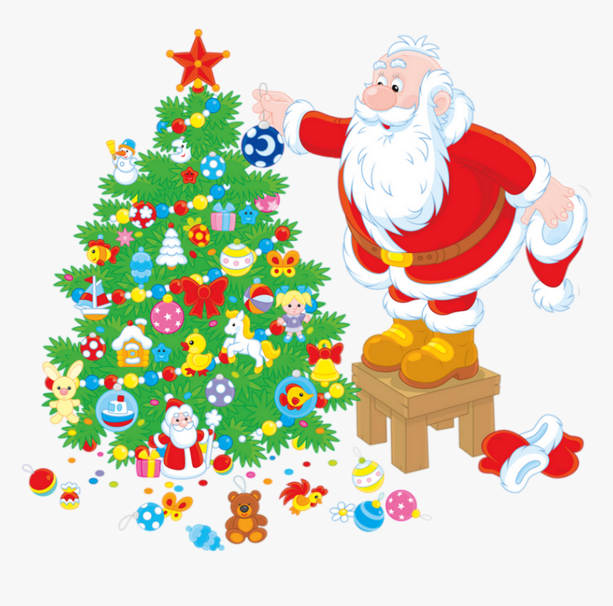 Père Noël Png, Sapin - Santa With Christmas Tree, Transparent Png