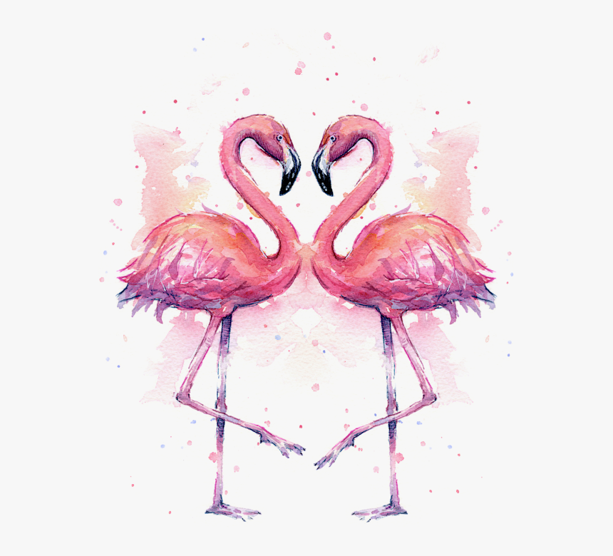 Flamingo Love Watercolor, HD Png Download
