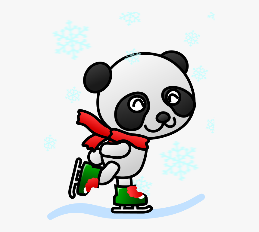 Christmas Panda Clipart - Animals Ice Skating Clipart, HD Png Download