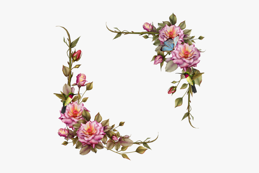 #flowers #flower #floral #corners #corner #frames #frame - Transparent Floral Page Border, HD Png Download
