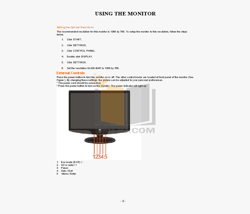 Aoc Monitor 831s Pdf Page Preview - Led-backlit Lcd Display, HD Png Download