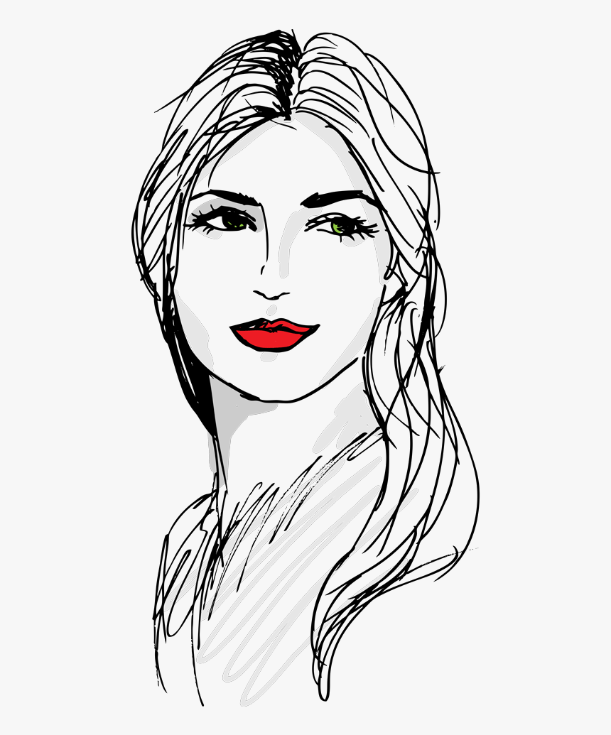 Drawing Of A Woman S Face In Black Ink, With Red Lipstick - Gora Rang Karne Ka Totka, HD Png Download