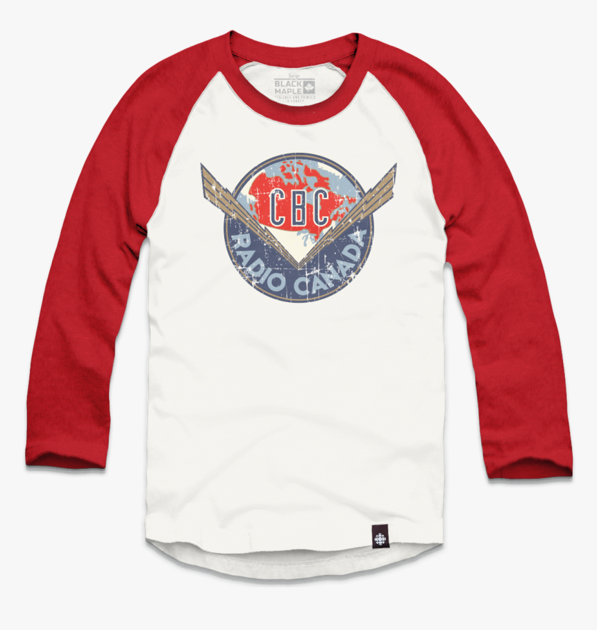 Vintage Cbc Thunderbolt Logo White With Red Raglan, HD Png Download