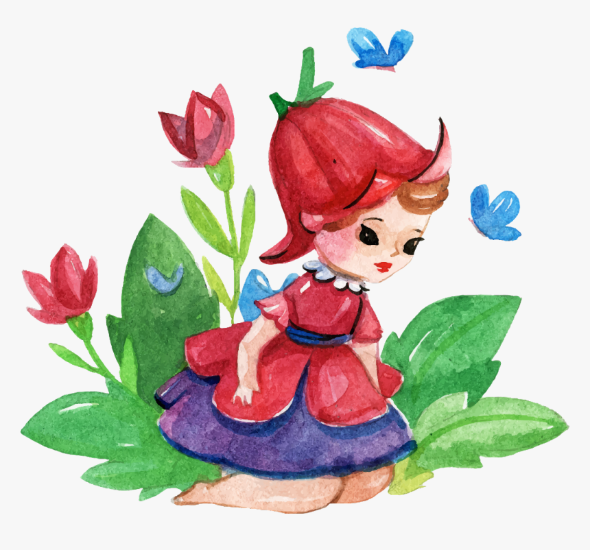 #ftestickers #fantasyart #watercolor #flower #fairy, HD Png Download