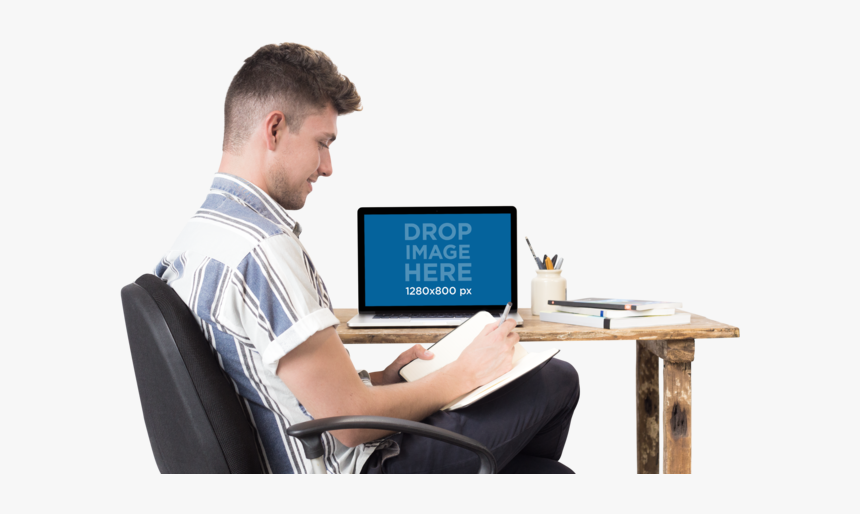 Laptop Mockup Man Png, Transparent Png