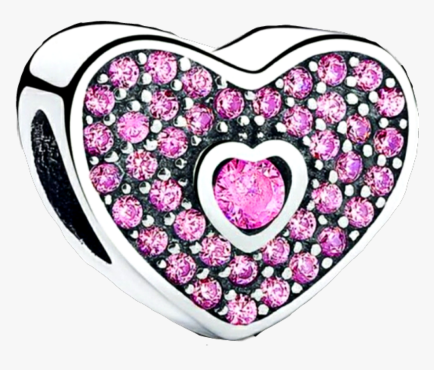 #silver #pinkdiamond #jewelry #pandora #charm #heart - Silver, HD Png Download