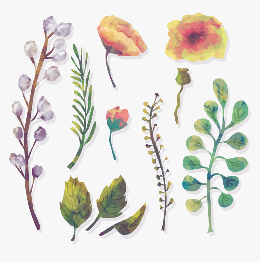 Vector Free Foliage Vector - Watercolor Floral Water Png, Transparent Png