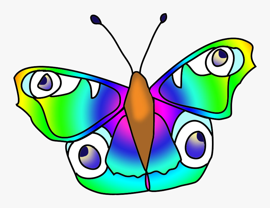 Green Blue Butterfly With Eyes - Brush-footed Butterfly, HD Png Download